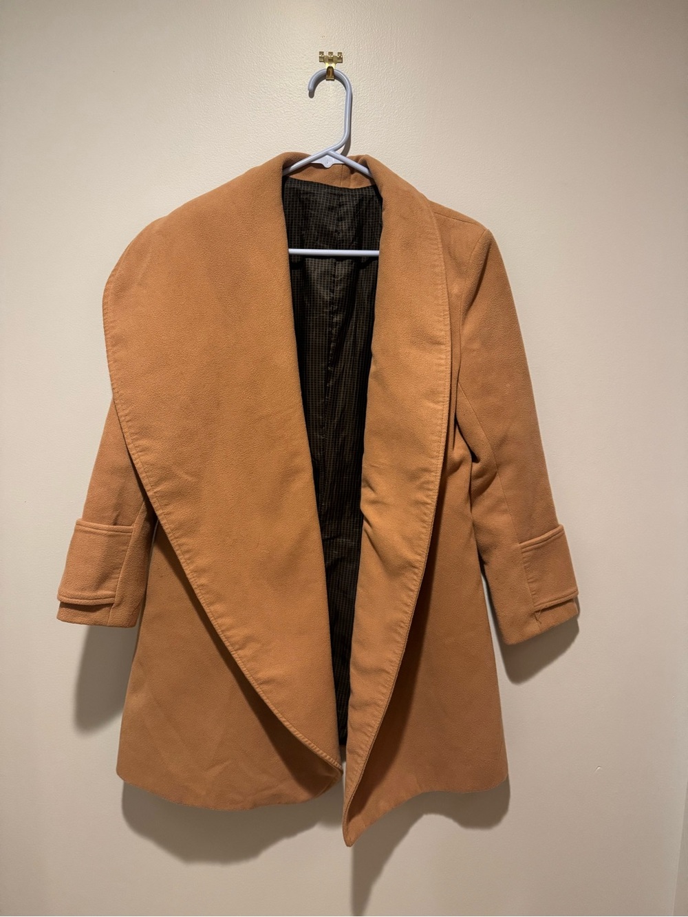 Handmade Camel AsymmetricWool Jacket Women’s Sm — Made in Vietnam — Minimalist